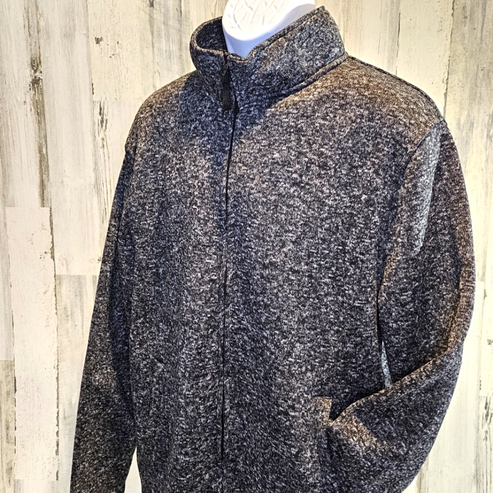 Beverly Hills Polo Club Men’s Long Sleeve Full Zip Sweater Size XL Heather Black
